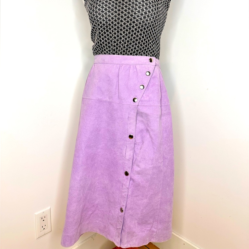 VINTAGE Lilac Suede Midi Skirt